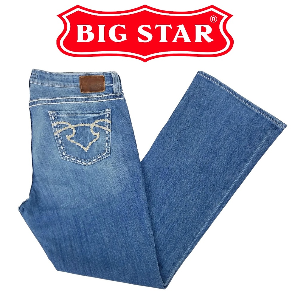 Big Star MADDIE Women's 38 Jeans‎ Blue Mid-Rise Boot Cut 38L Bootcut Denim